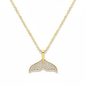 Indio Jewelry New CZ Gold Paver Whale Tail Pendant Necklace #210